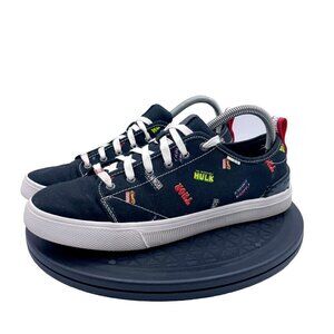 Marvel X Toms Superheroes Logos Printed Womens Black Sneakers  Shoes Size 9.5